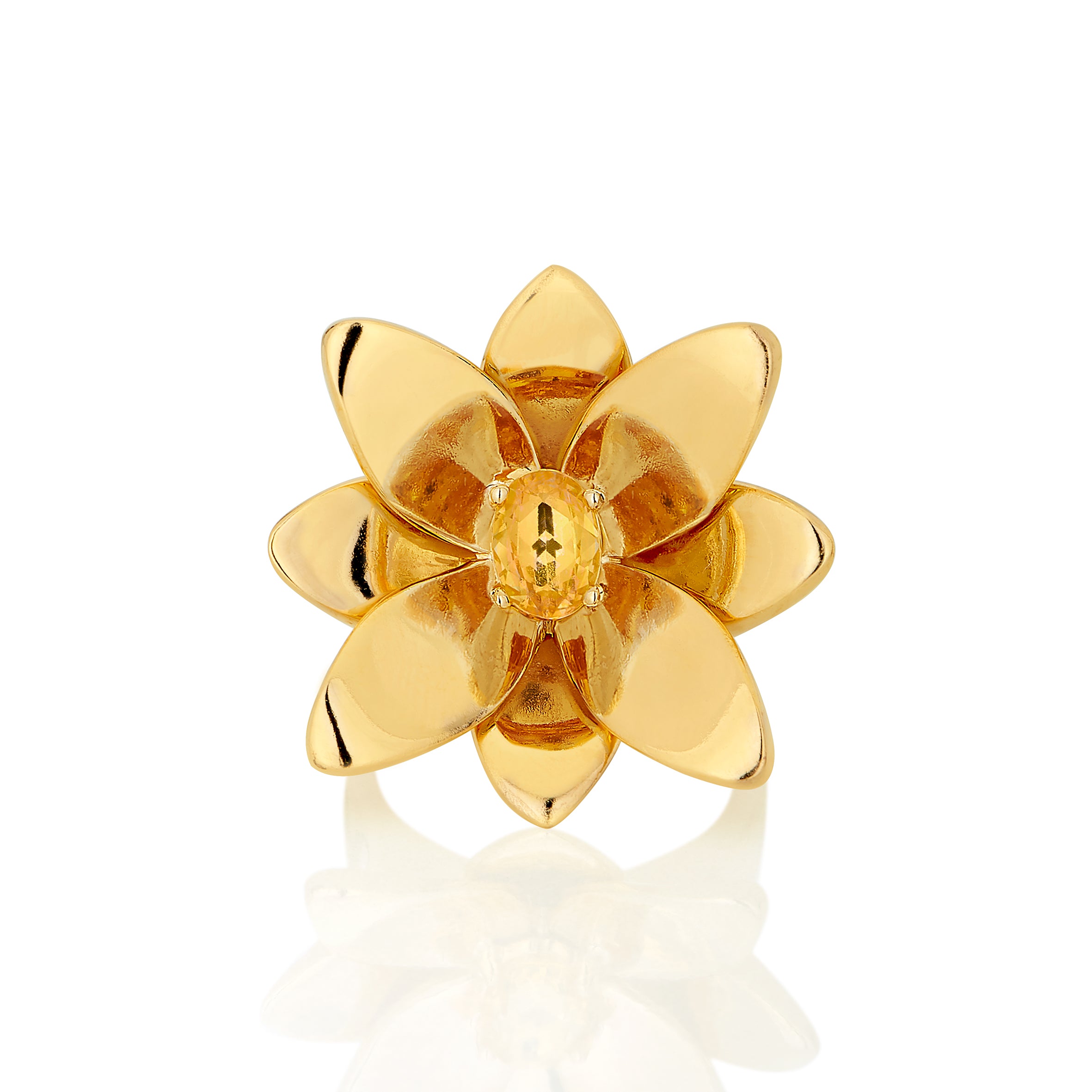 BLOSSOM RING IN 18K YELLOW GOLD PLATED SILVER WITH SAPPHIRE