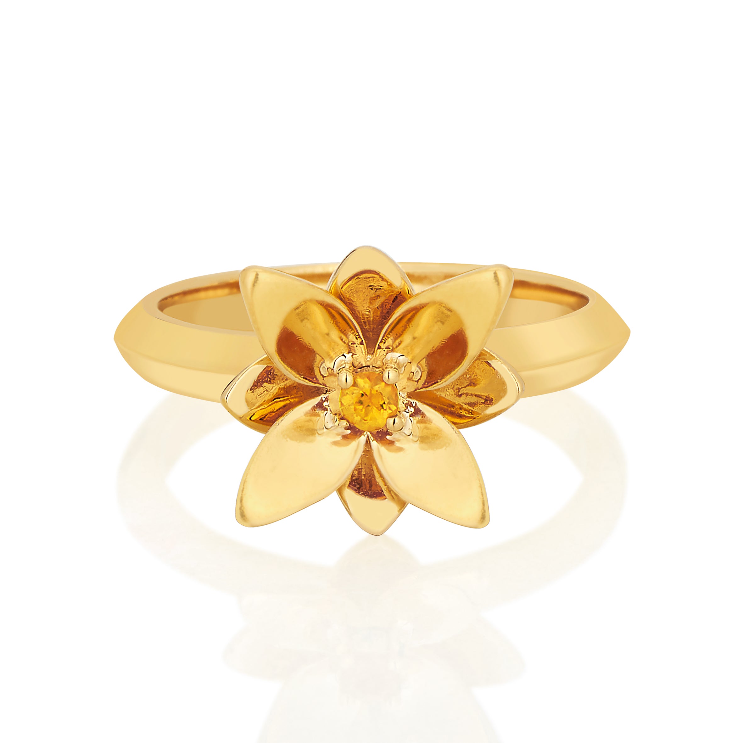BLOSSOM MINI RING IN 18K YELLOW GOLD PLATED SILVER WITH SAPPHIRE