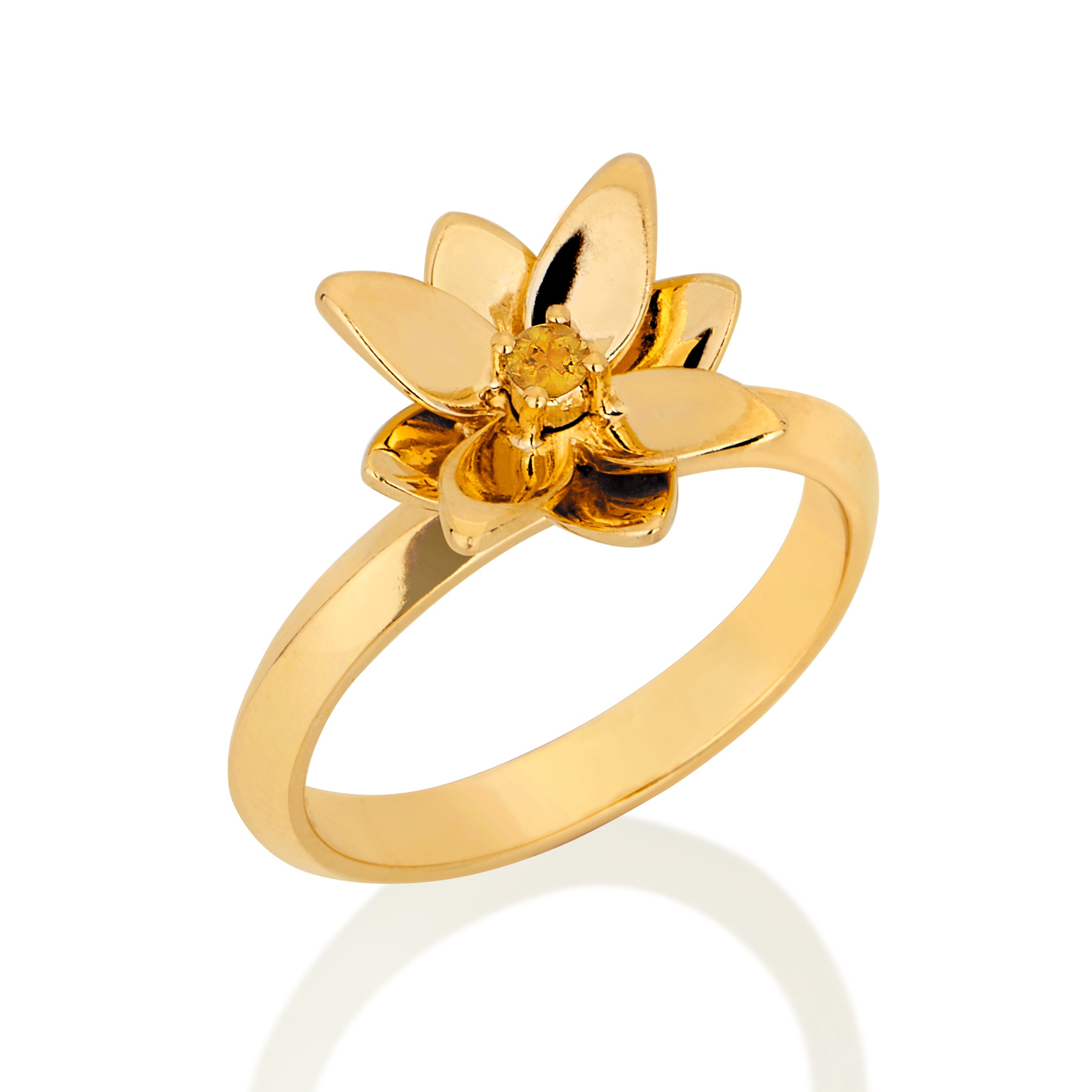 BLOSSOM MINI RING IN 18K YELLOW GOLD PLATED SILVER WITH SAPPHIRE