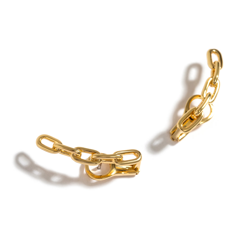 CHAIN COMET EARRING IN 18K YELLOW GOLD PLATED SILVER