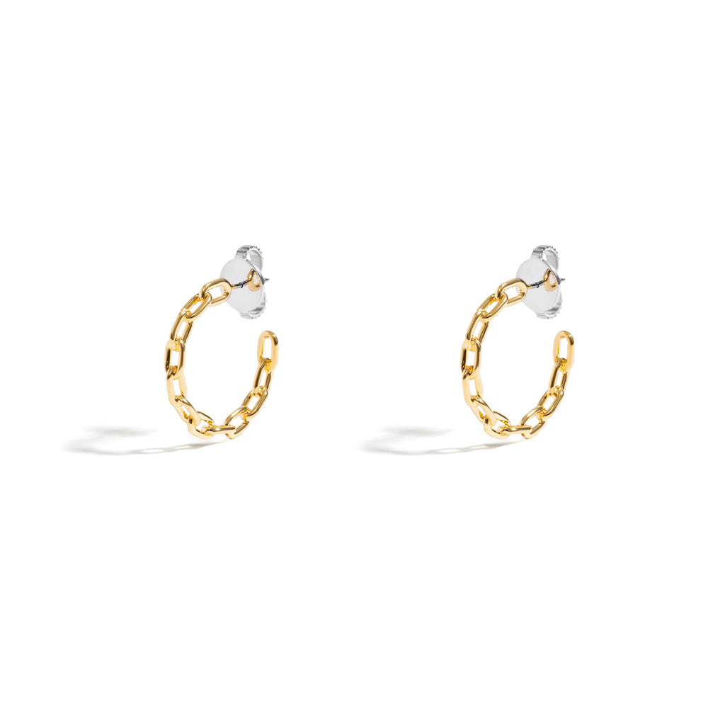 SMALL CHAIN HOOP EARRING IN 18K YELLOW GOLD PLATED SILVER