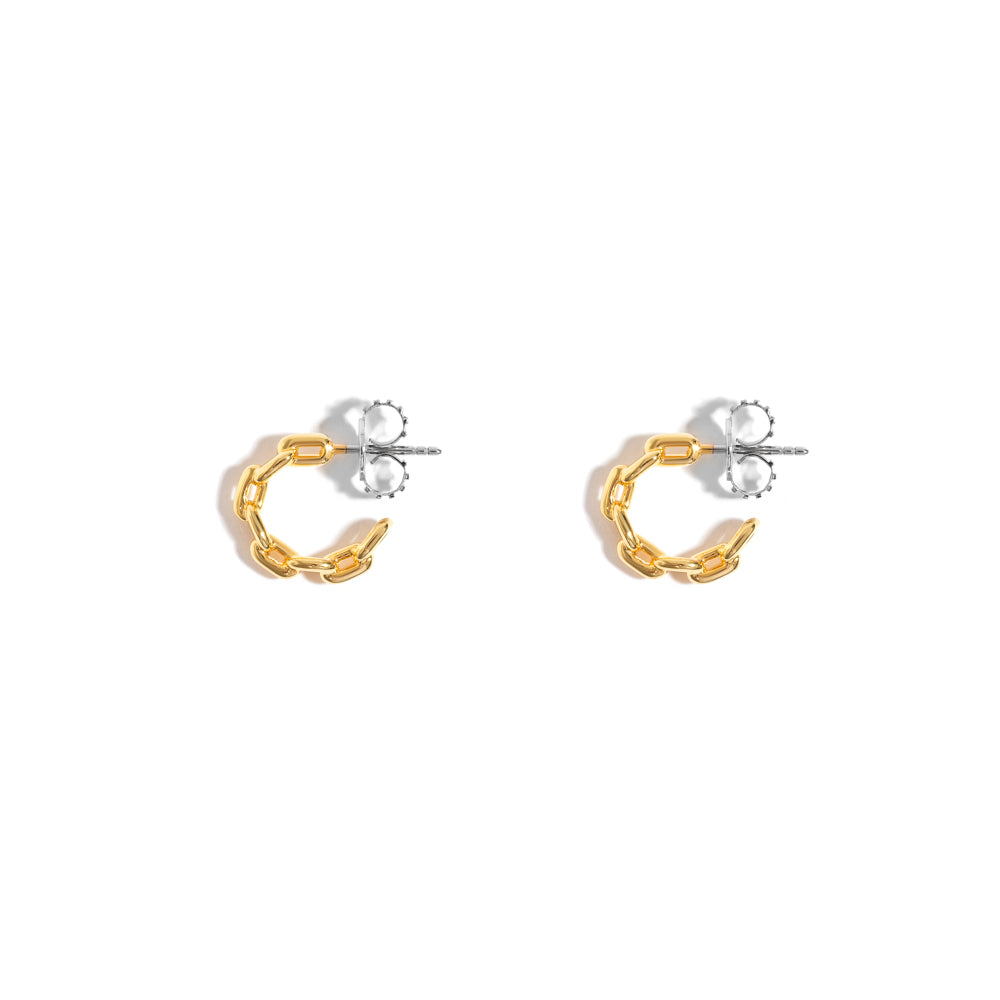 MINI CHAIN HOOP EARRING IN 18K YELLOW GOLD PLATED SILVER