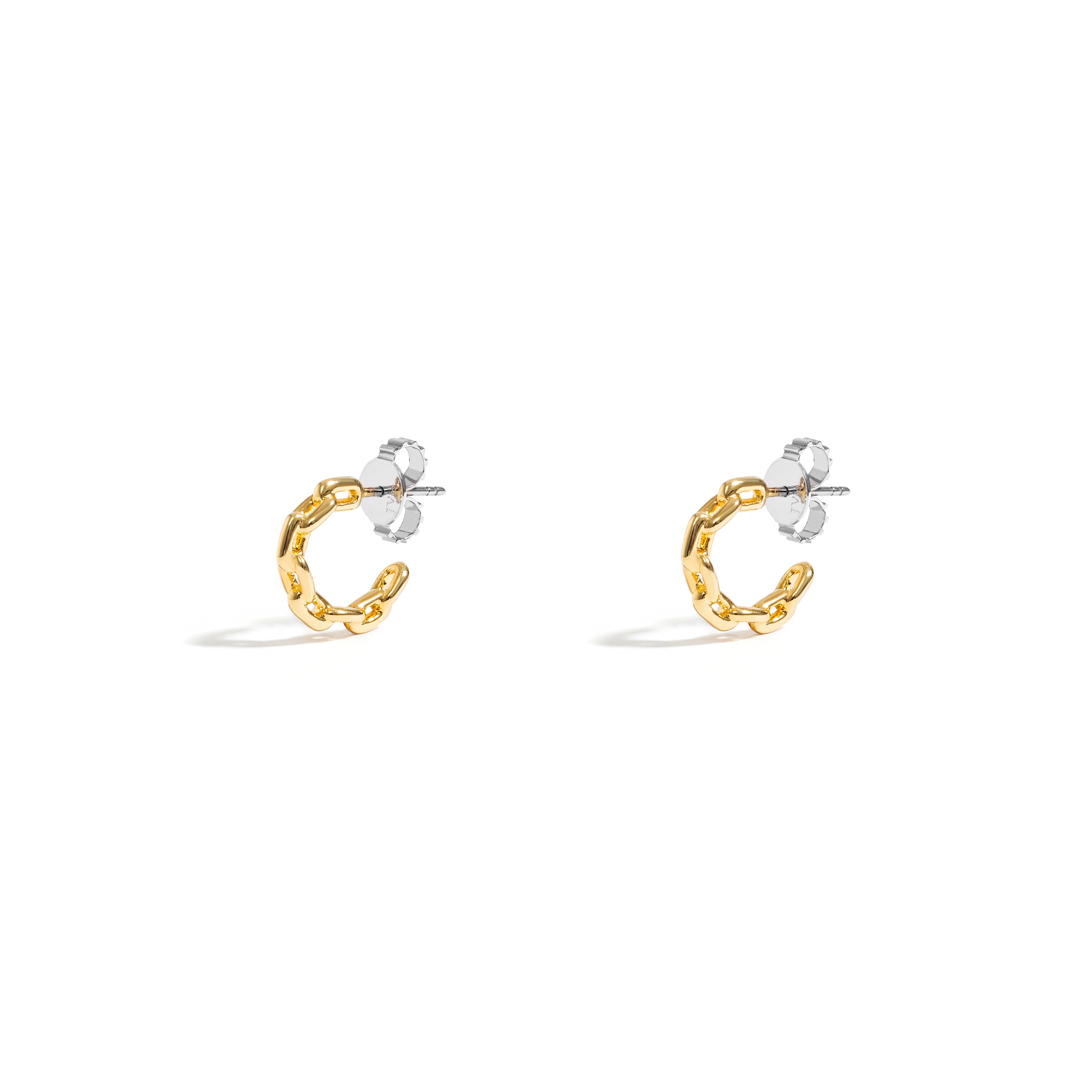 MINI CHAIN HOOP EARRING IN 18K YELLOW GOLD PLATED SILVER