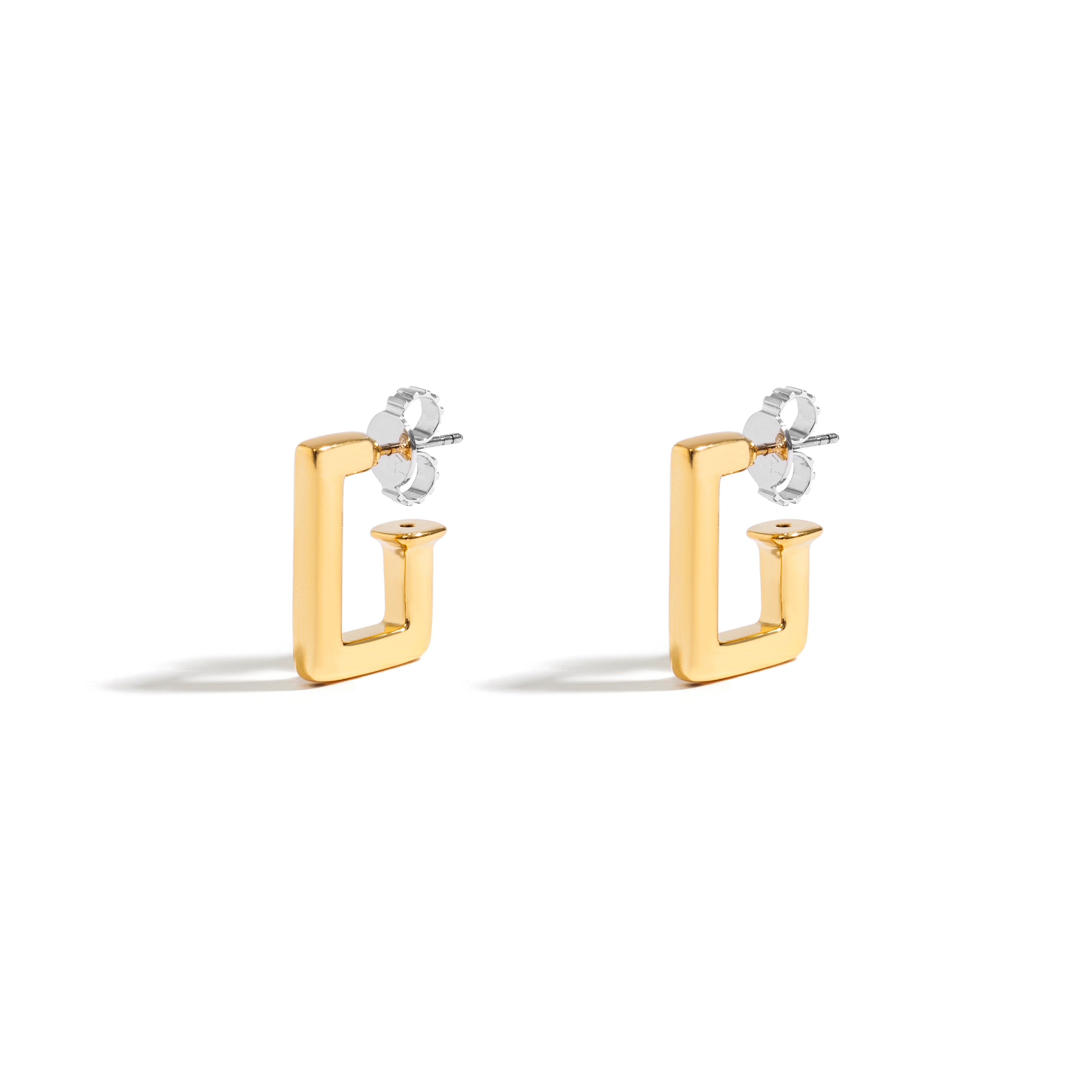 MINI ROCK HOOP EARRING IN 18K YELLOW GOLD PLATED SILVER