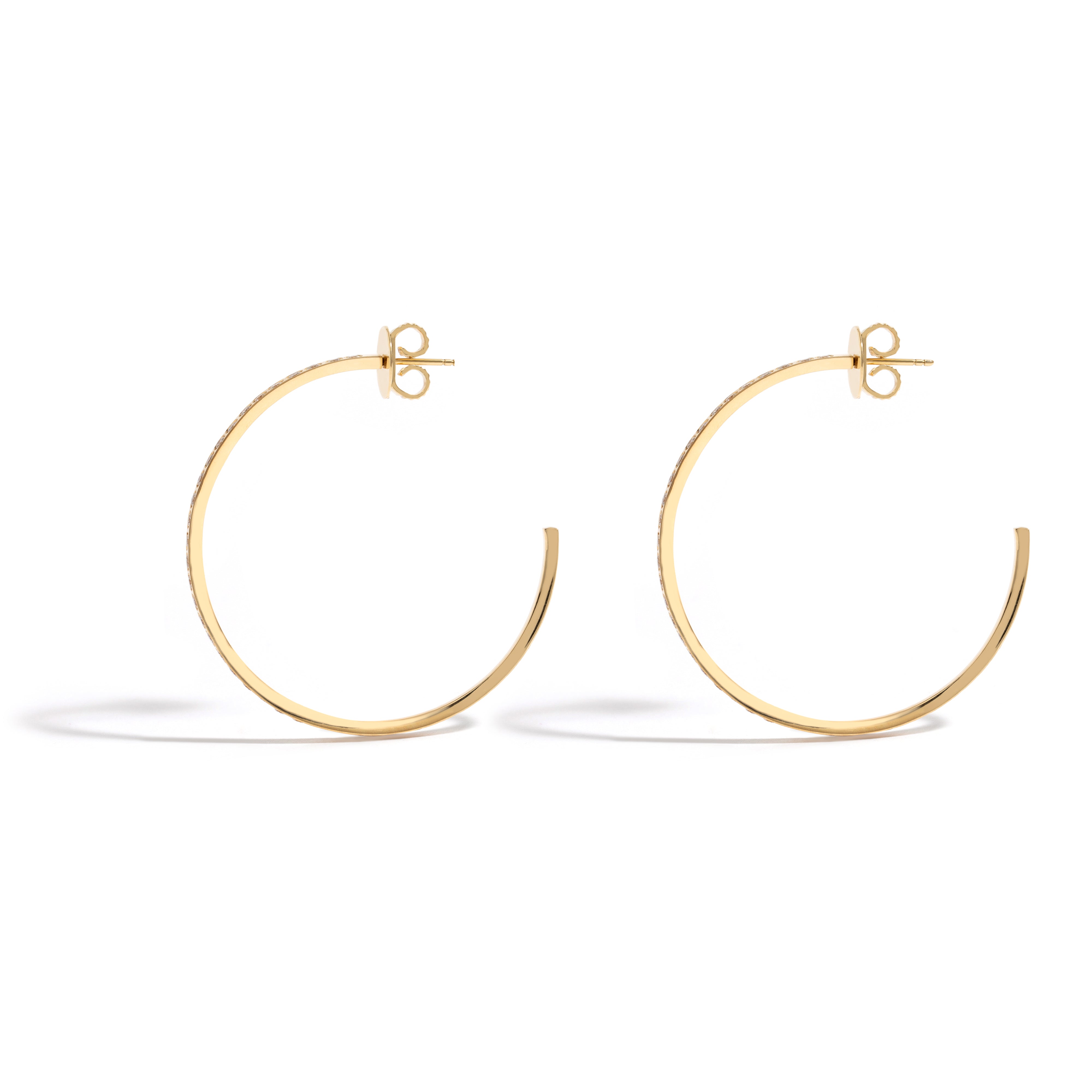 NEW VINTAGE POWER LARGE HOOP EARRING IN 18K YELLOW GOLD WITH DIAMOND