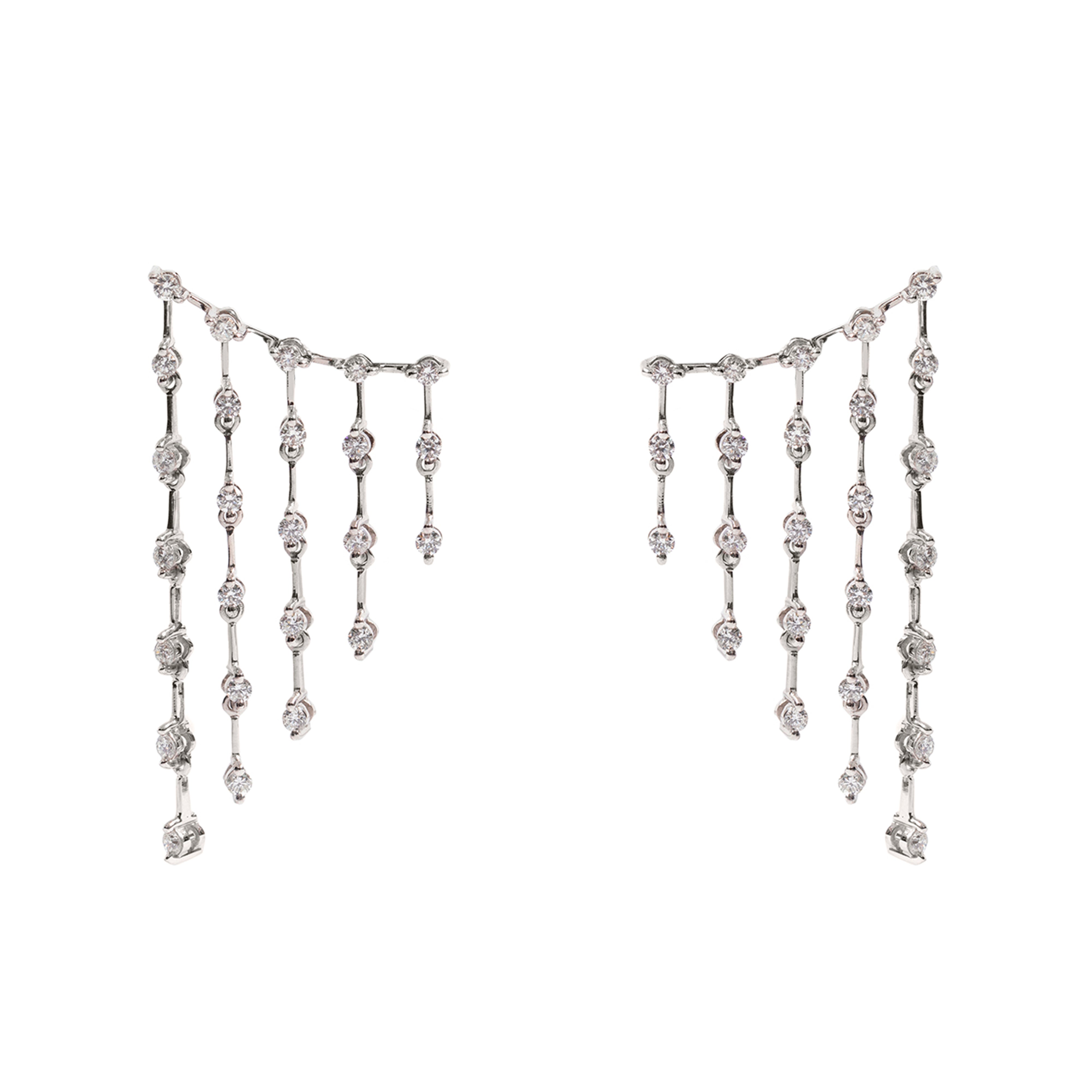 NEW VINTAGE DIAMOND FRINGE EARRING IN 18K WHITE GOLD WITH DIAMOND