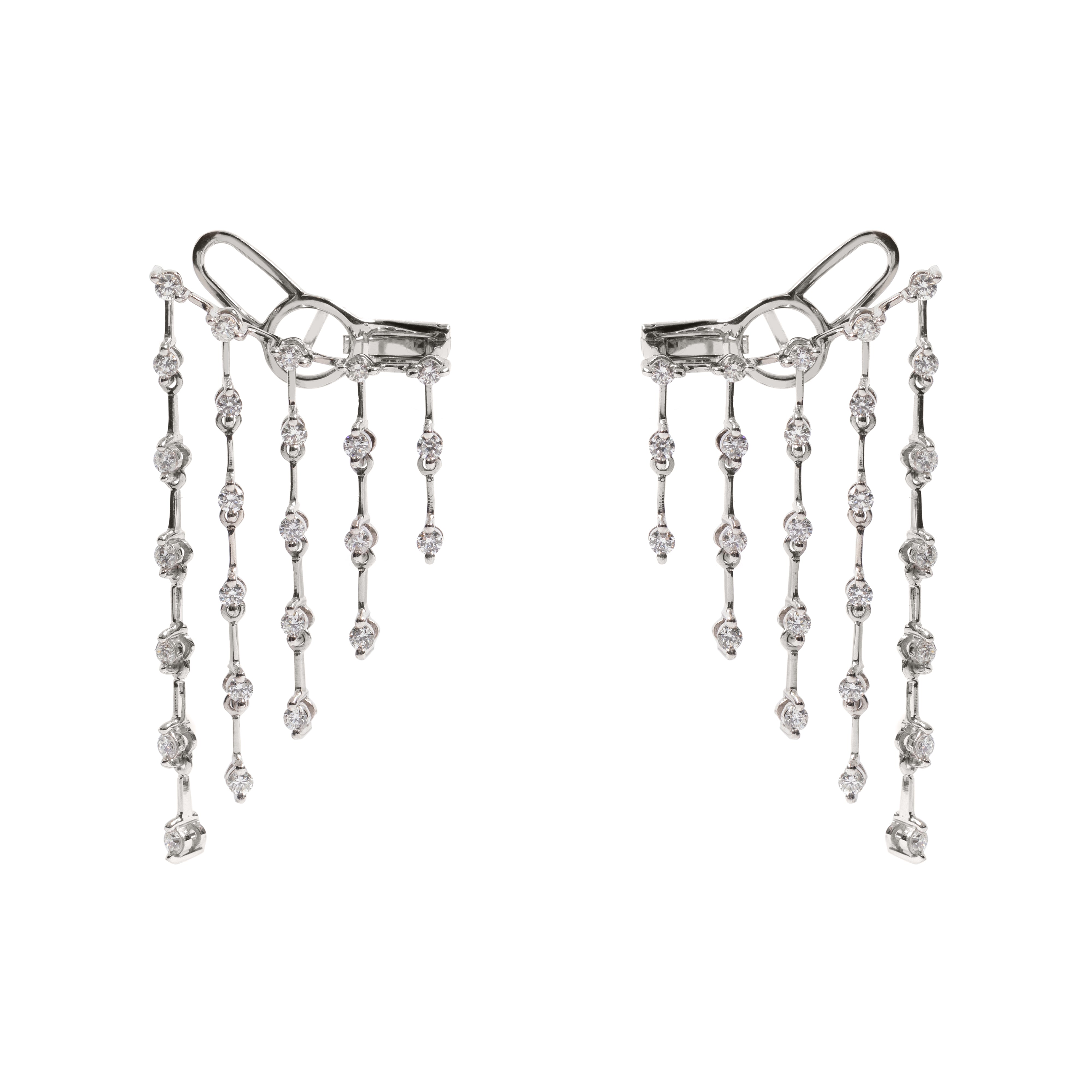 NEW VINTAGE DIAMOND FRINGE EARRING IN 18K WHITE GOLD WITH DIAMOND