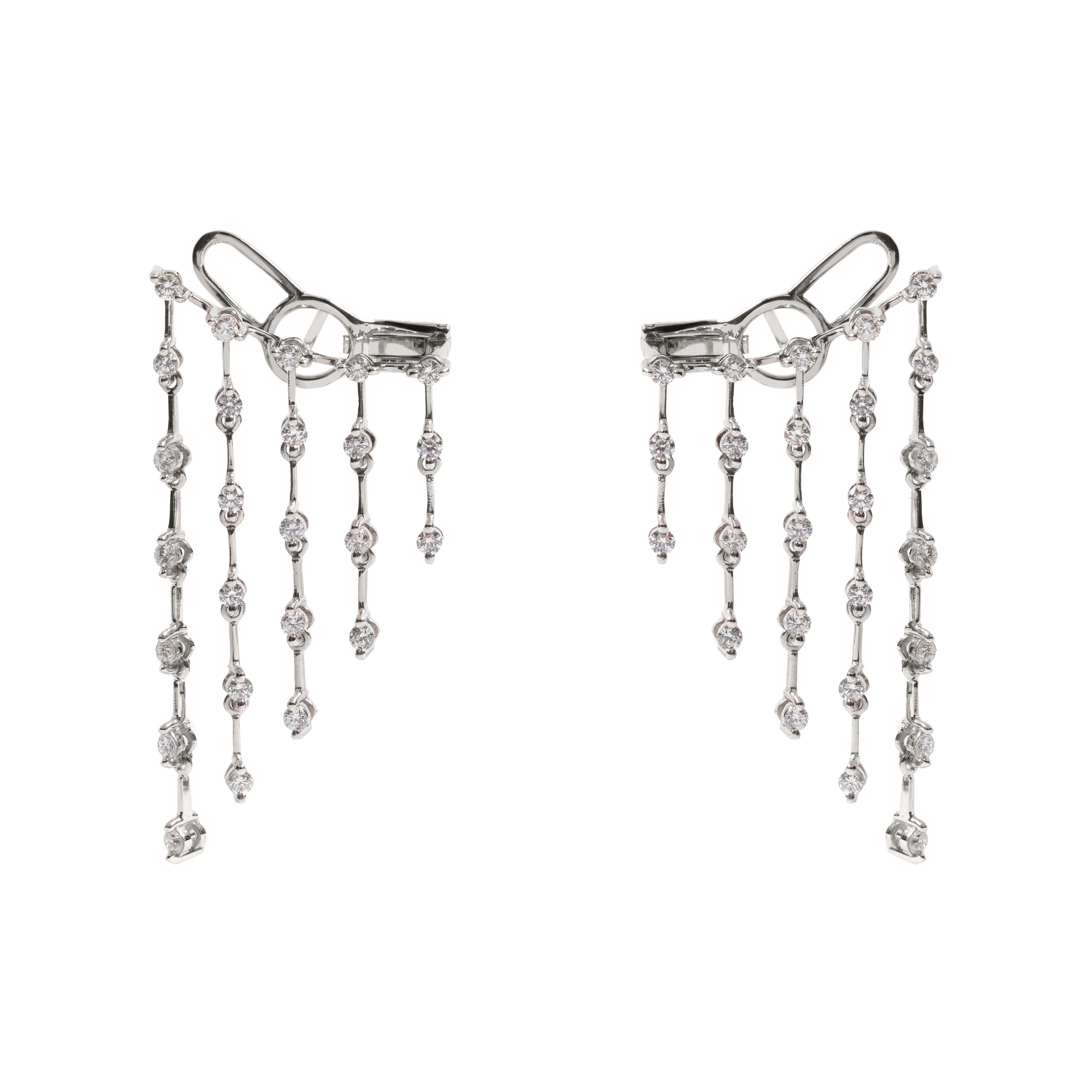 NEW VINTAGE DIAMOND FRINGE EARRING IN 18K WHITE GOLD WITH DIAMOND