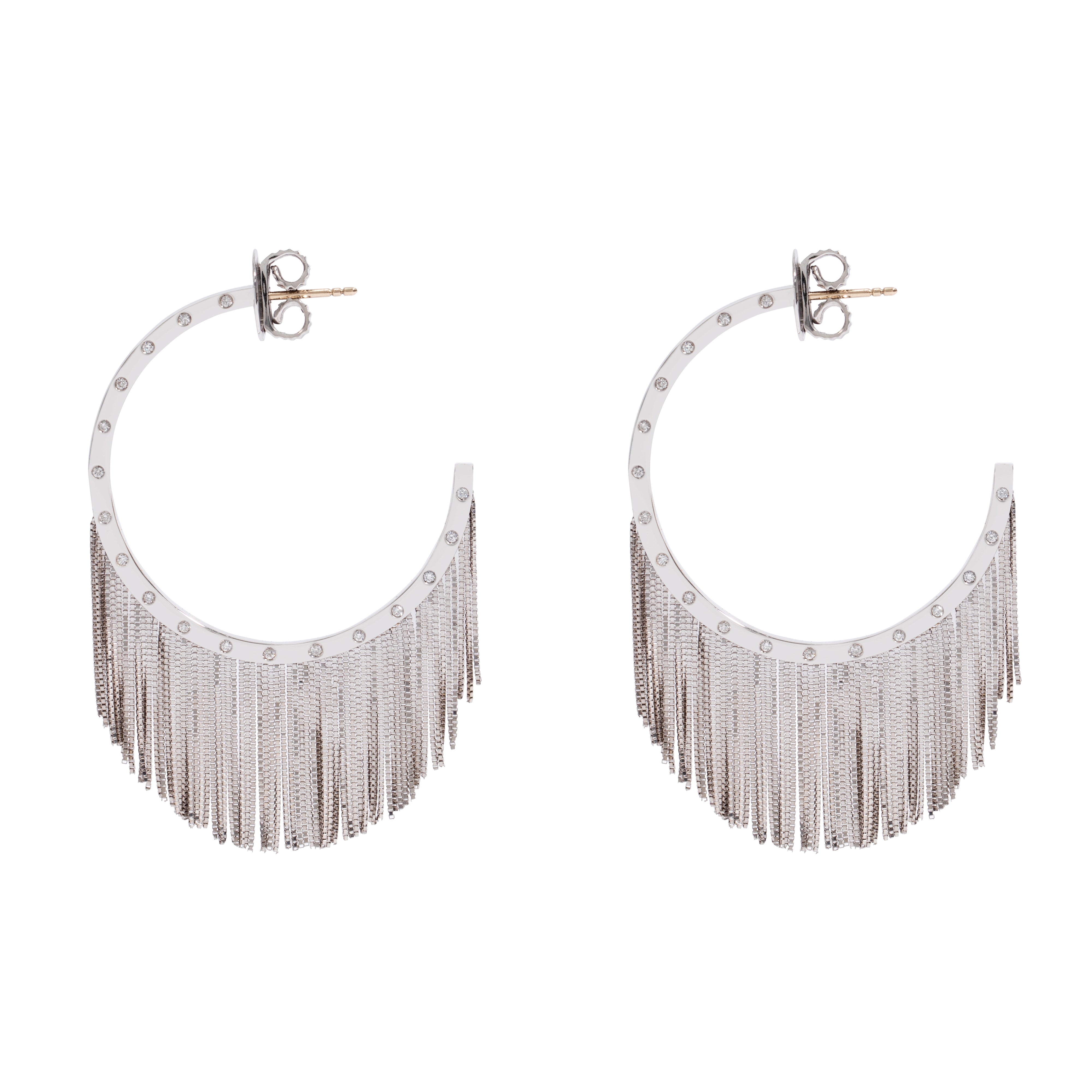 NEW VINTAGE POWER FRINGE EARRING IN 18K WHITE GOLD WITH DIAMOND