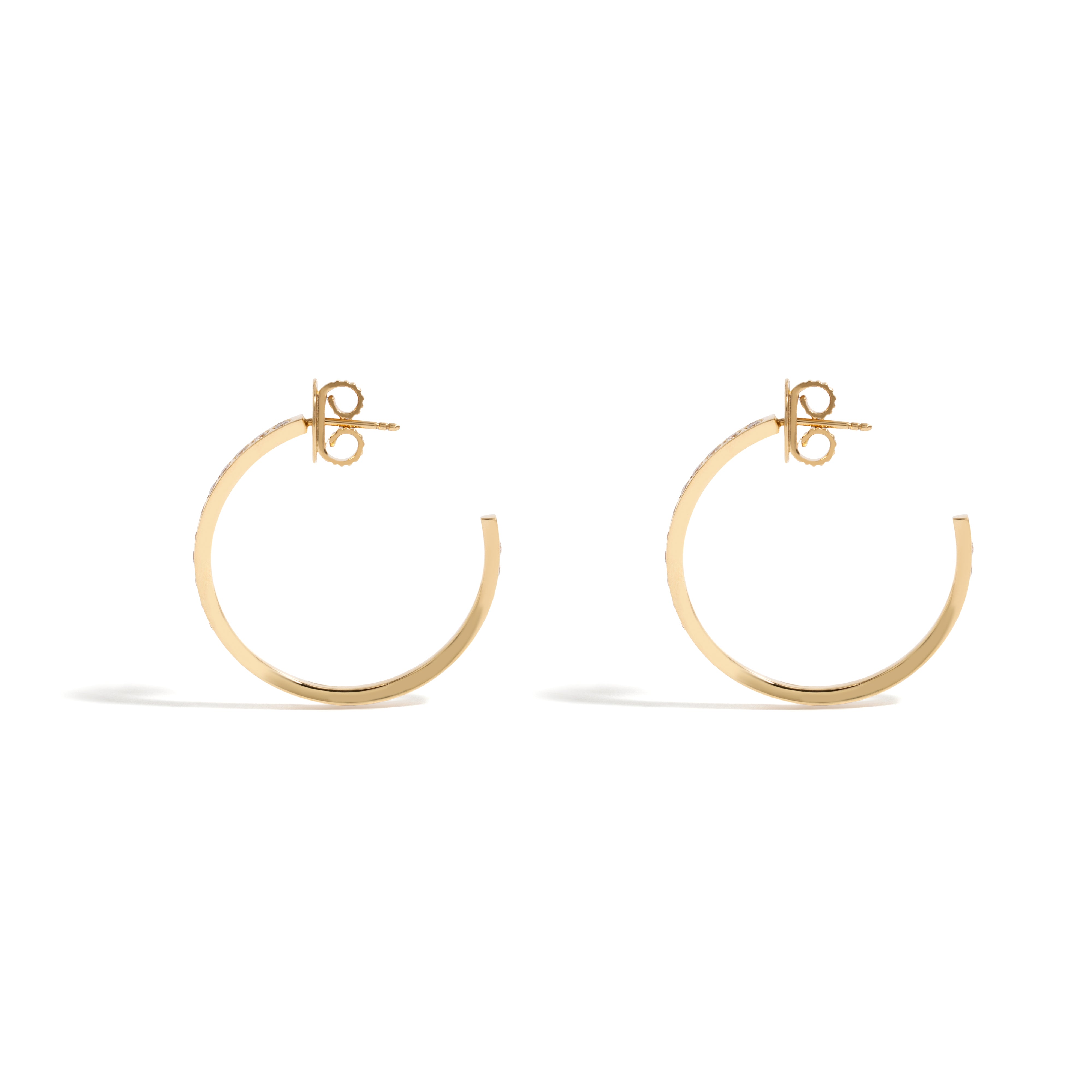 NEW VINTAGE POWER MEDIUM HOOP EARRING IN 18K YELLOW GOLD WITH DIAMOND