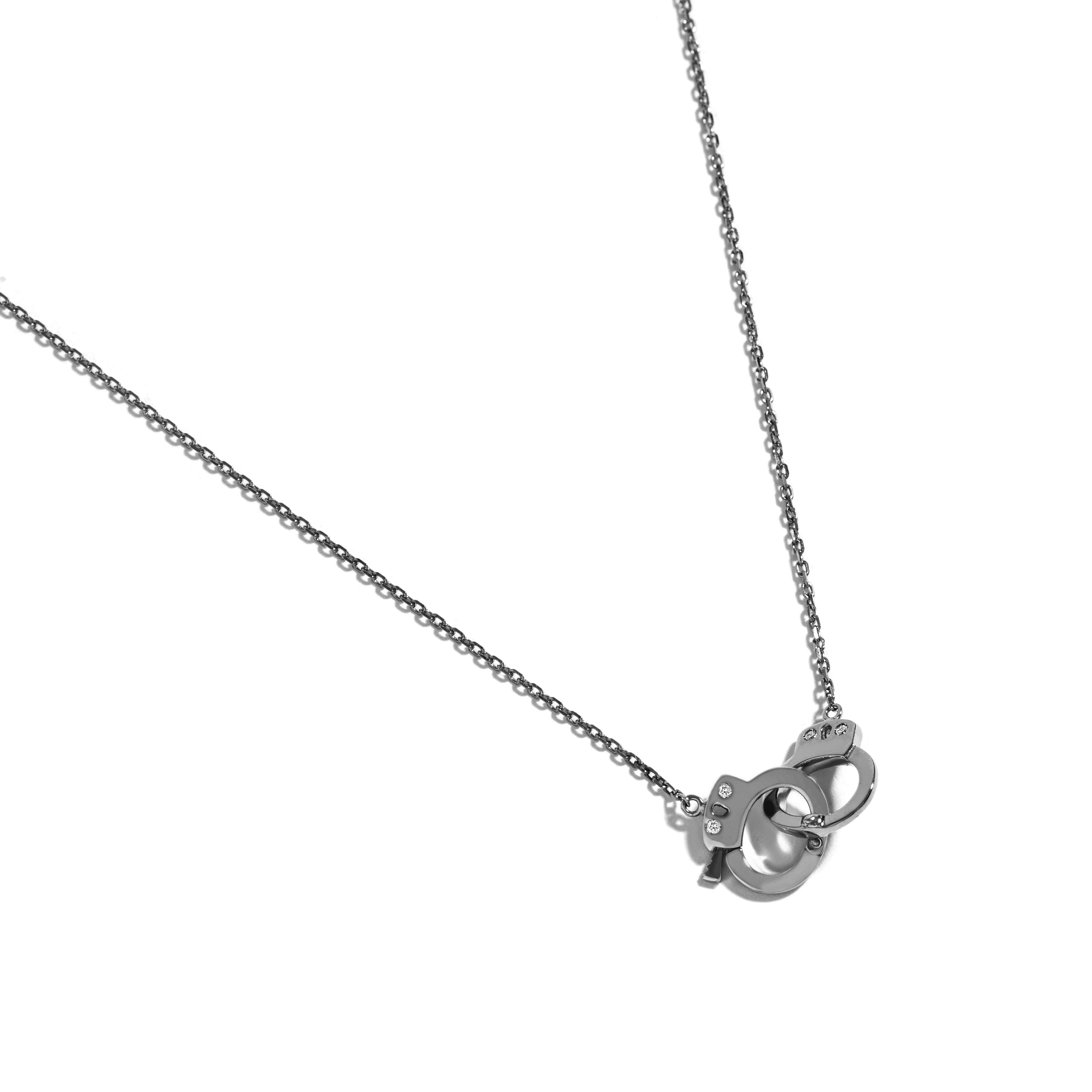 SMALL HANDCUFF  NECKLACE IN BLACK RHODIUM PLATED 18K WHITE GOLD WITH DIAMOND