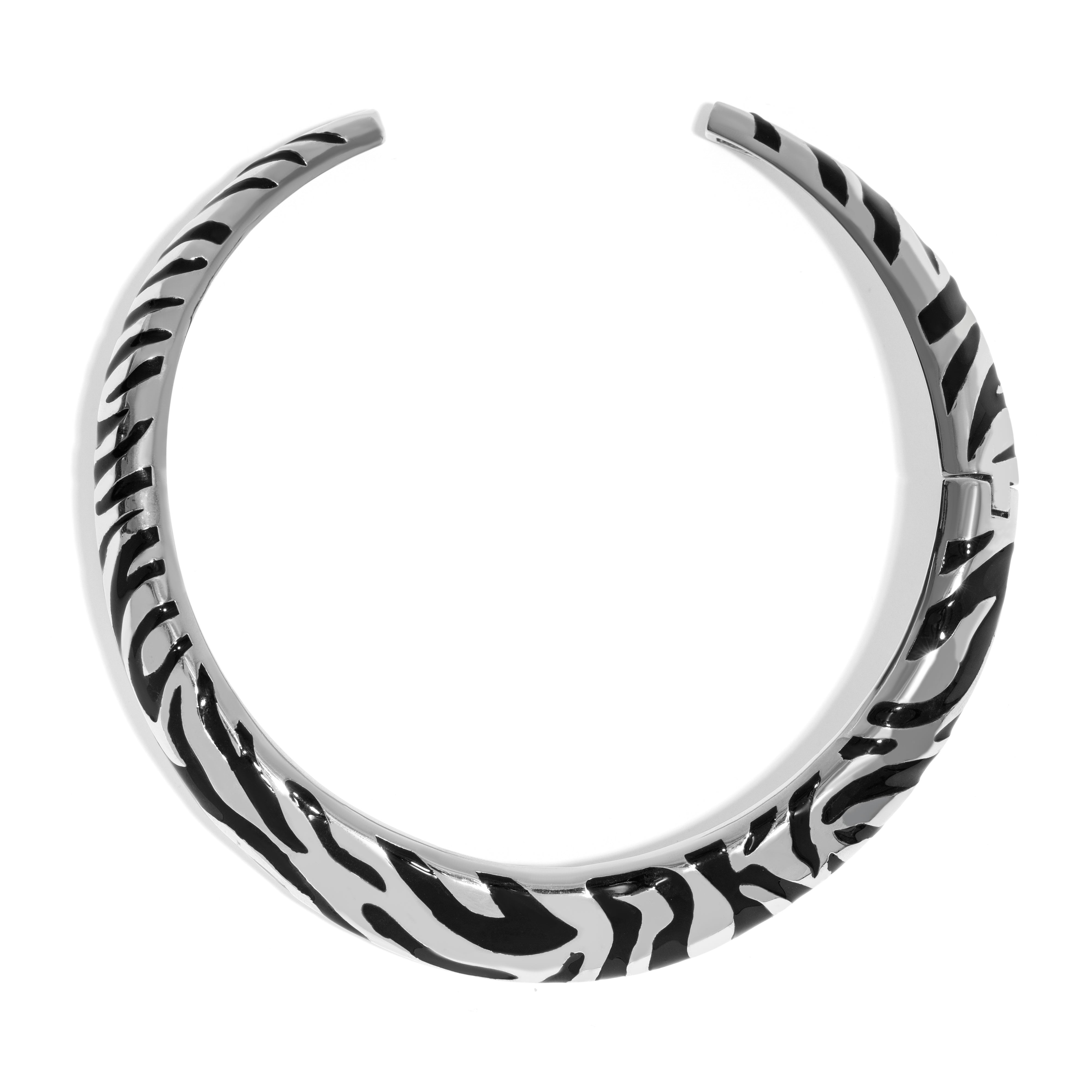 ZEBRA MAXI NECKLACE | 18K WHITE GOLD PLATED SILVER WITH BLACK ENAMEL DETAILS