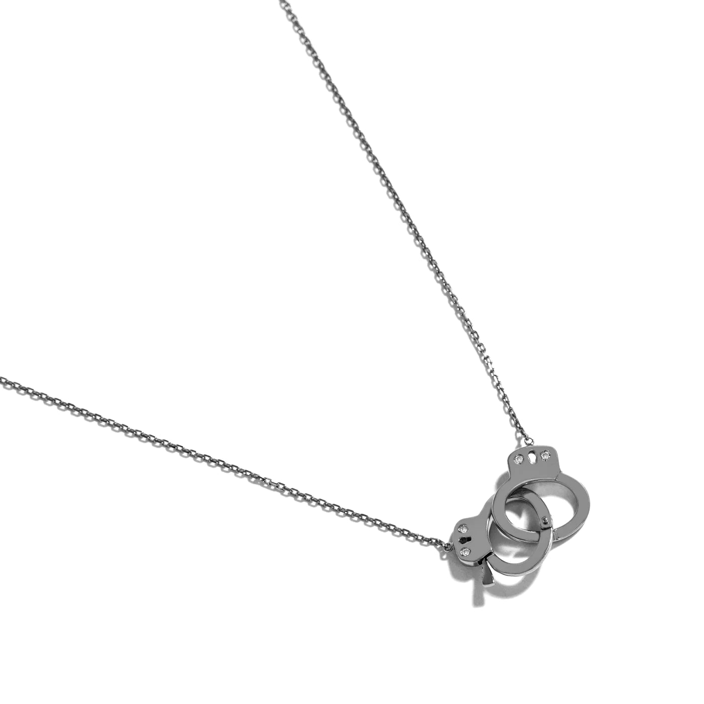 MEDIUM HANDCUFF NECKLACE IN BLACK RHODIUM PLATED 18K WHITE GOLD WITH DIAMOND