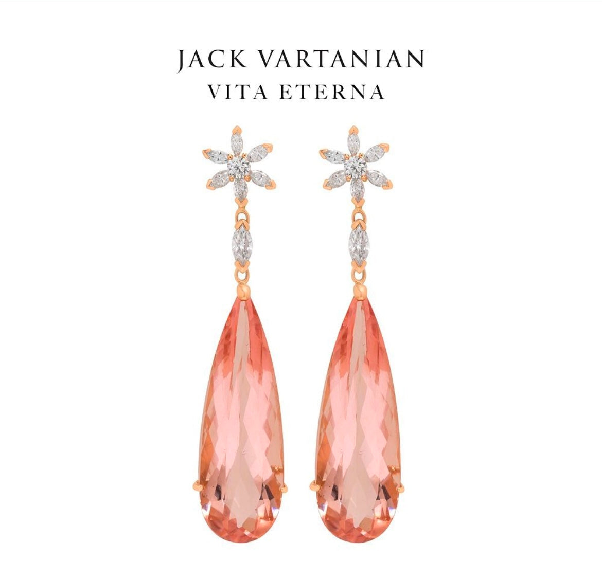 VITA ETERNA EARRING IN 18K ROSE GOLD WITH MORGANITE AND DIAMOND