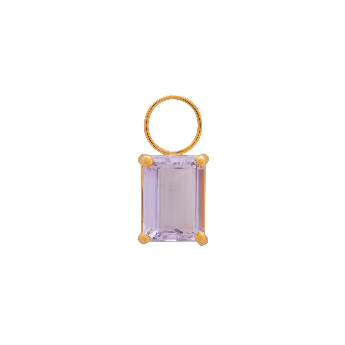 SMALL ROCK RECTANGLE PENDANT IN 18K YELLOW GOLD PLATED SILVER WITH AMETHYST
