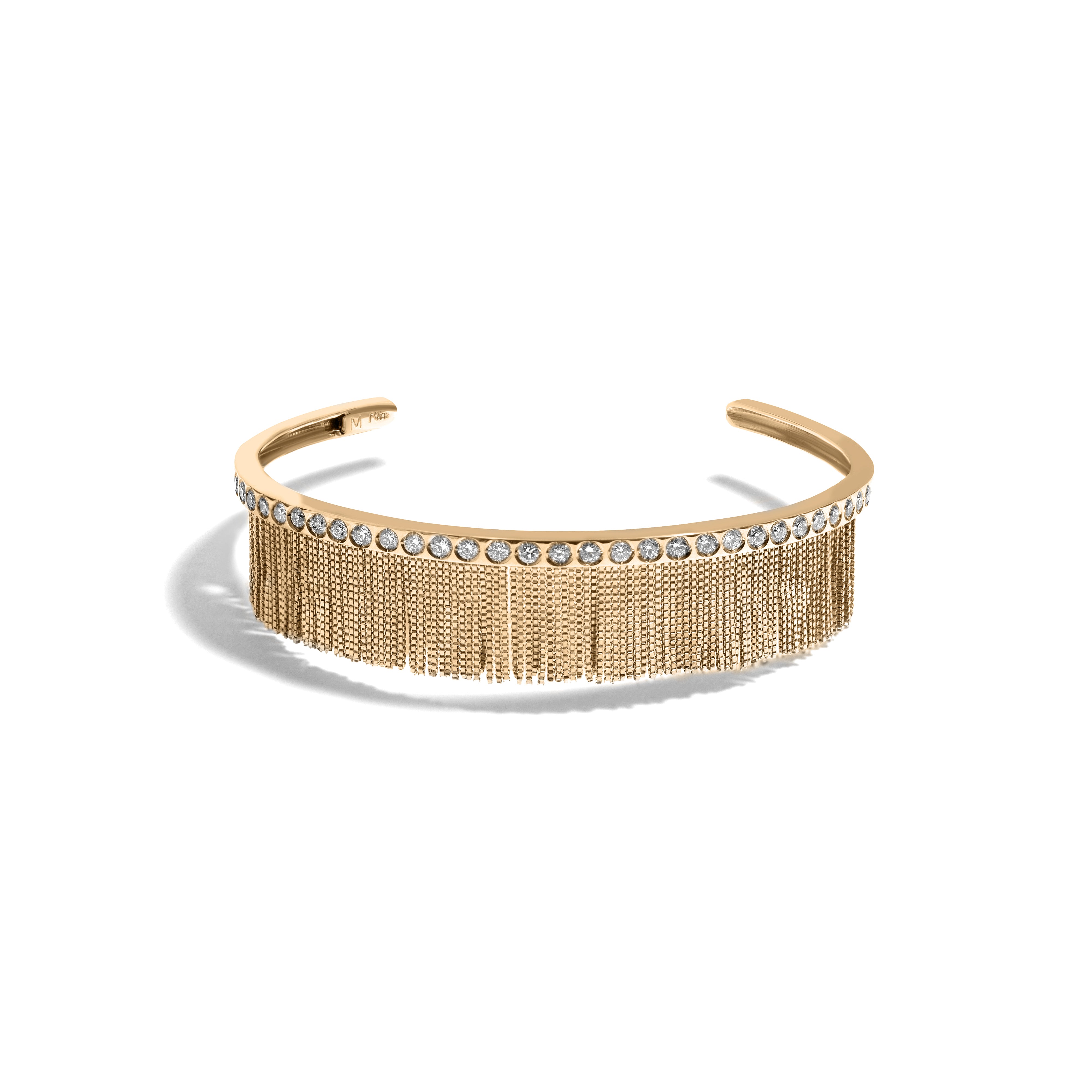 NEW VINTAGE FRINGE BRACELET IN 18K YELLOW GOLD WITH DIAMOND