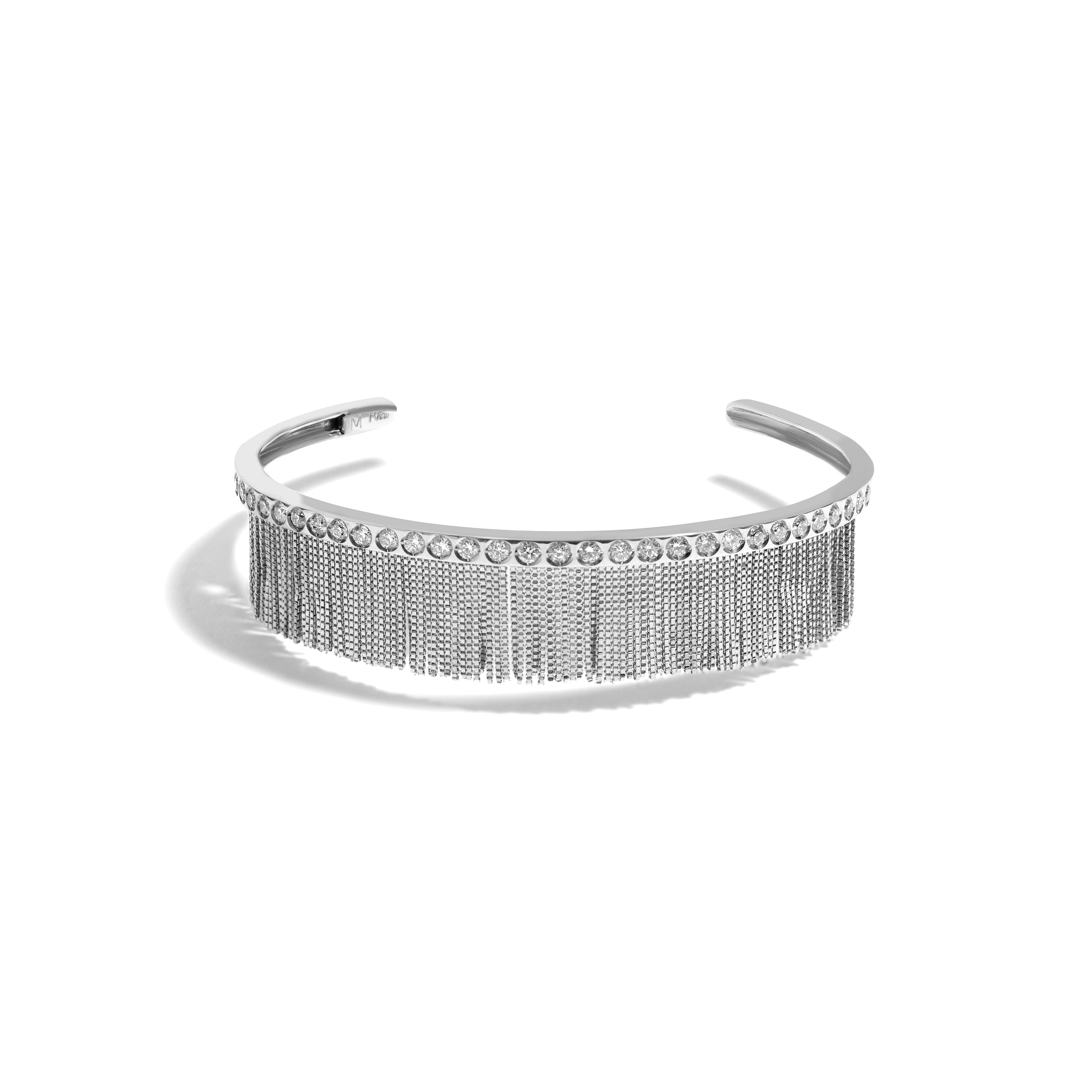 NEW VINTAGE FRINGE BRACELET IN 18K WHITE GOLD WITH DIAMOND