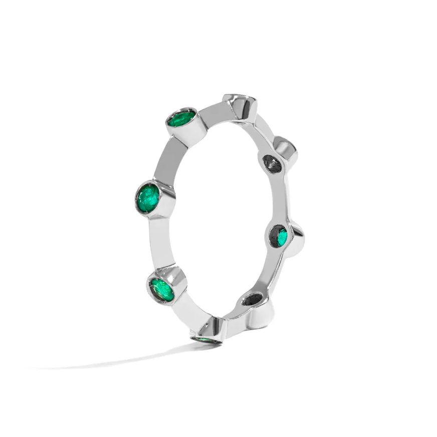 CELEBRATE RING IN 18K WHITE GOLD WITH EMERALD