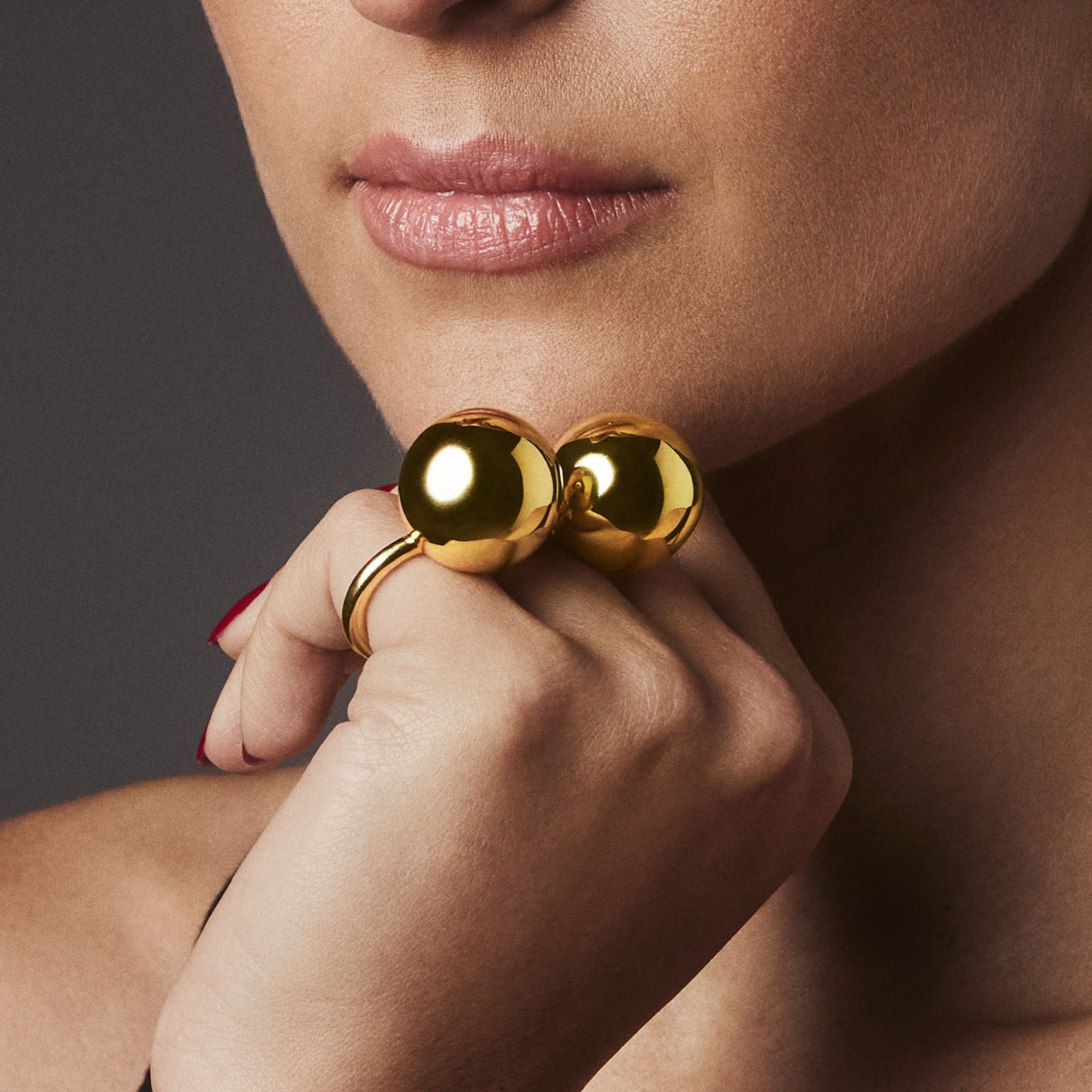 BOLD SPHERE RING | 18K YELLOW GOLD PLATED SILVER