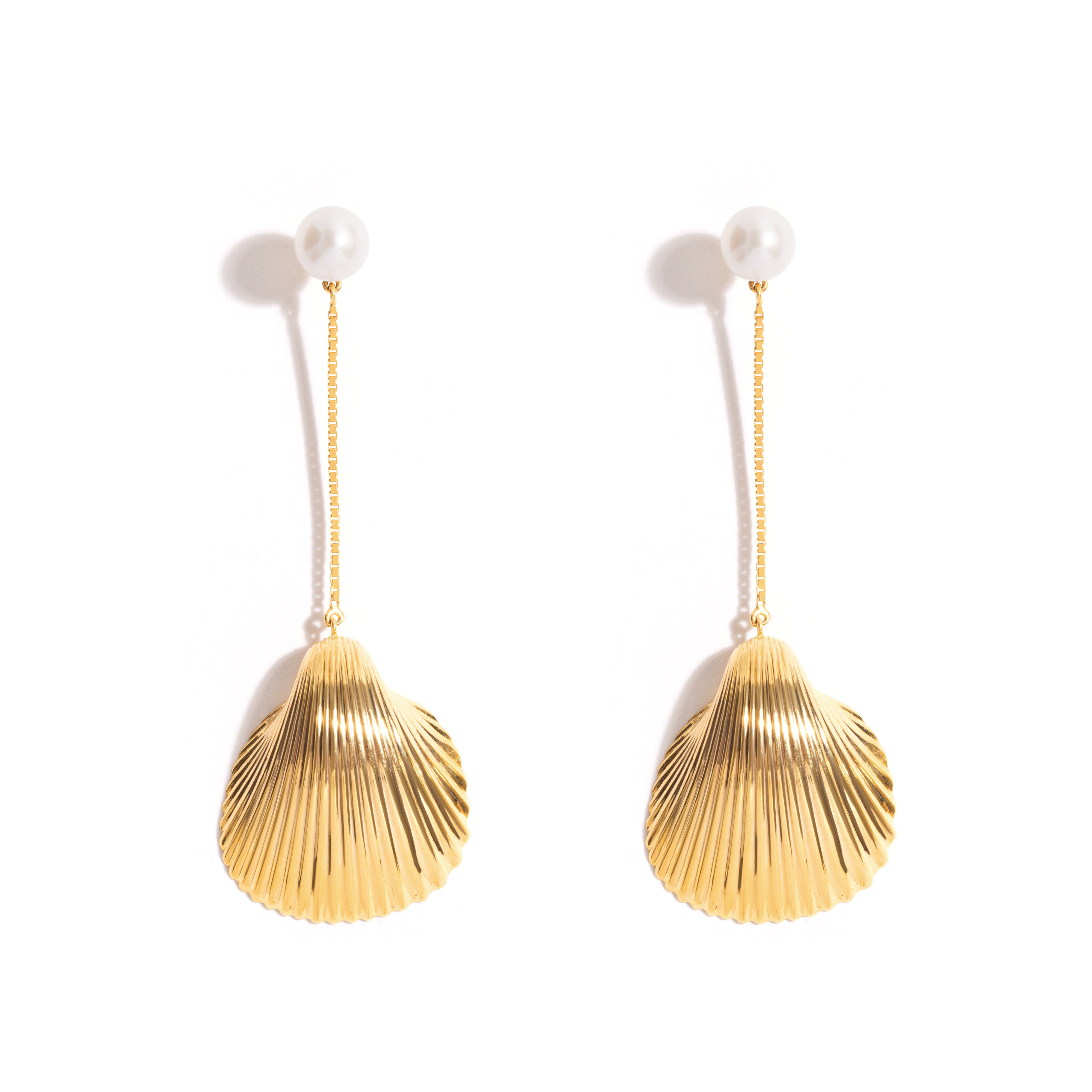 MARE PERLA EARRING IN 18K YELLOW GOLD PLATED SILVER AND PEARL