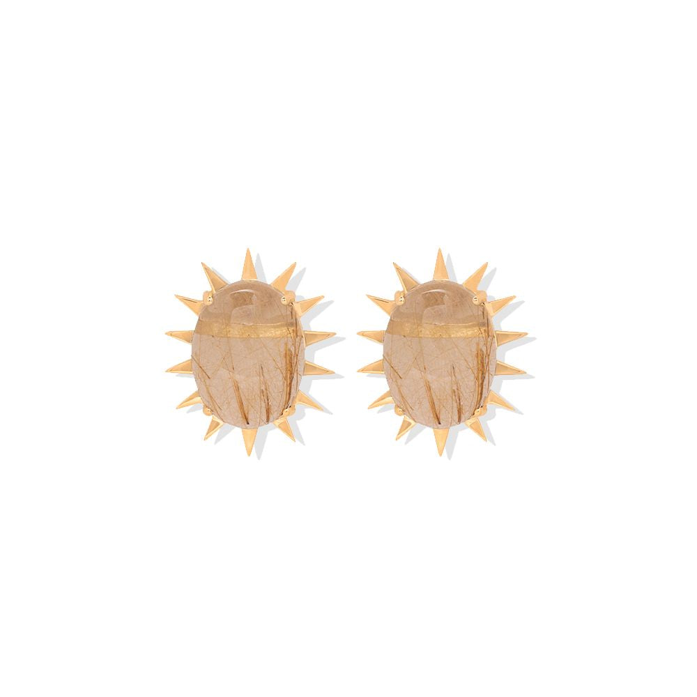 DOLCE EARRING IN 18K YELLOW GOLD WITH RUTILED QUARTZ