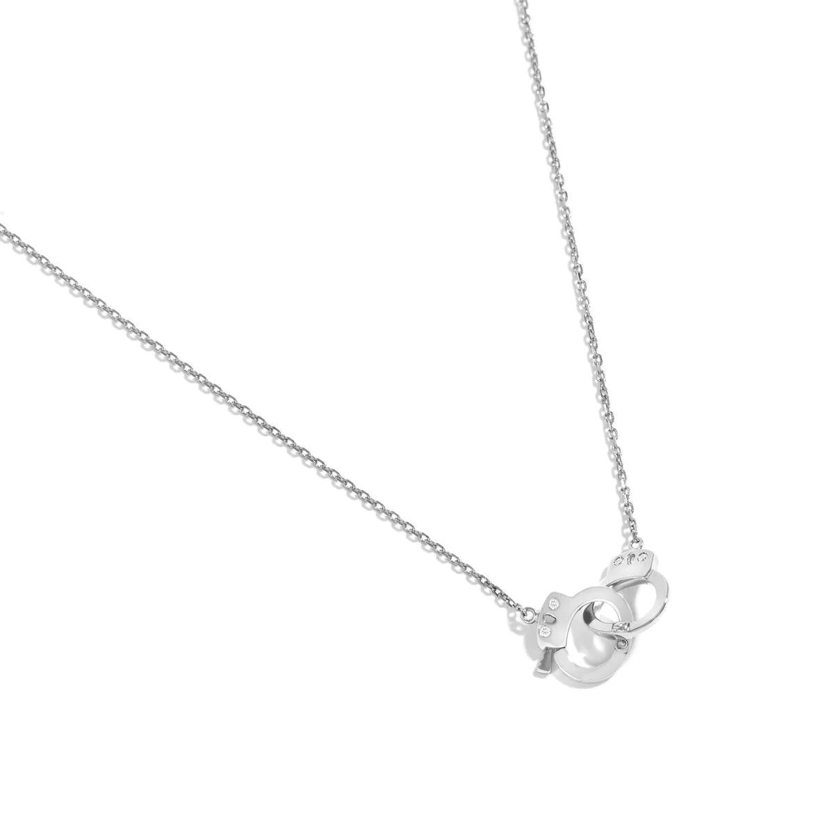 SMALL HANDCUFF NECKLACE  IN 18K WHITE GOLD WITH DIAMOND