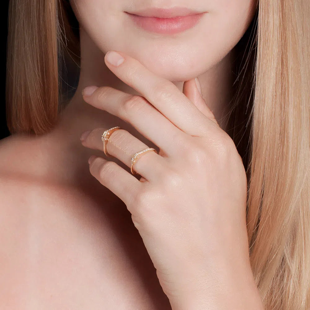 HANDCUFF RING IN 18K ROSE GOLD WITH DIAMOND