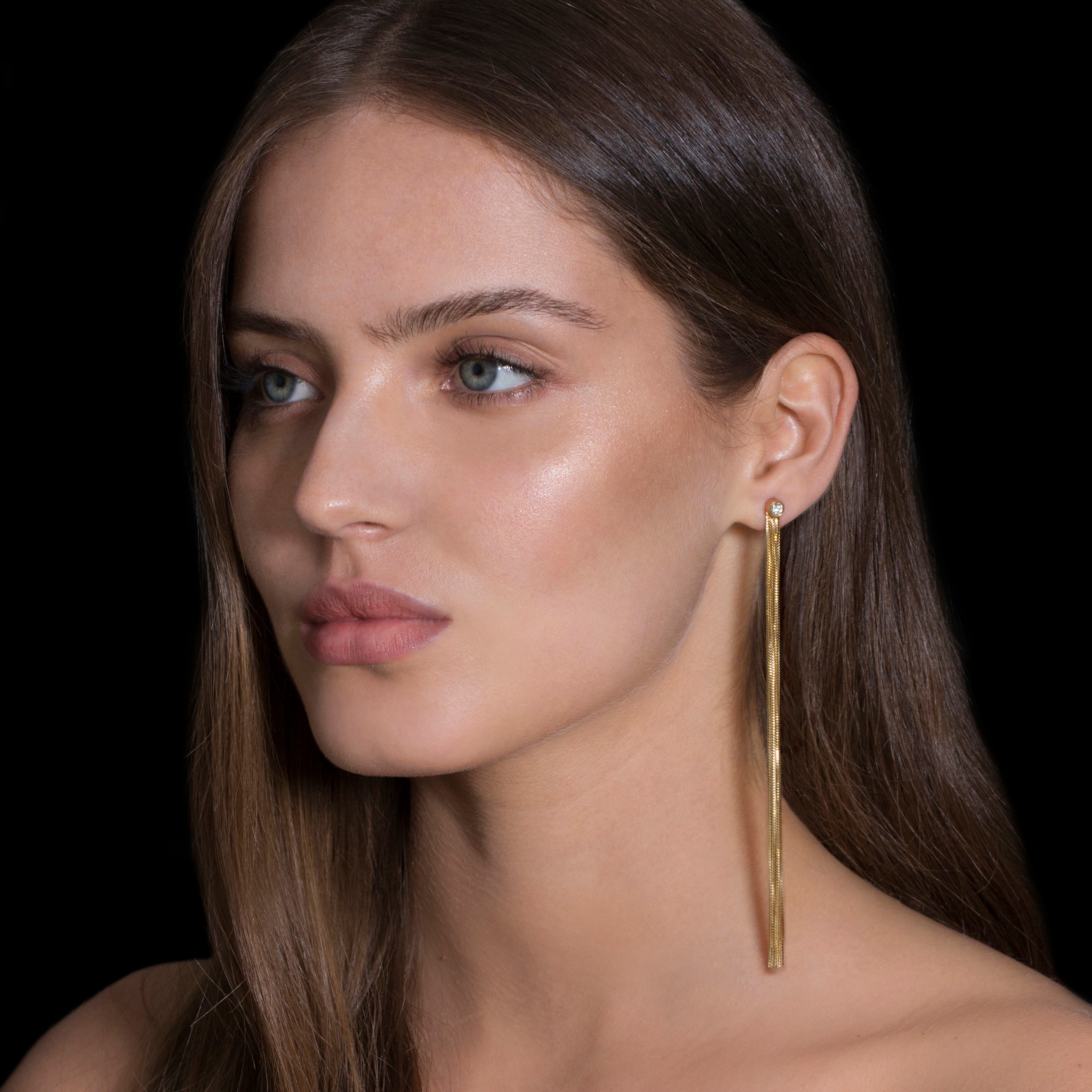 LOVE NY LONG FRINGE EARRING IN 18K YELLOW GOLD