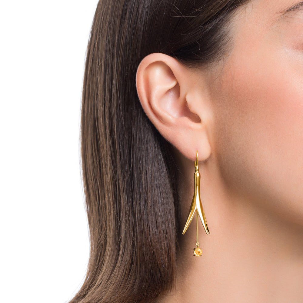 SMALL PRINCESS EARRING IN 18K YELLOW GOLD PLATED SILVER WITH SAPPHIRE