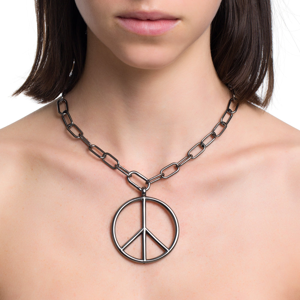 POP CHAIN NECKLACE IN BLACK RHODIUM PLATED SILVER