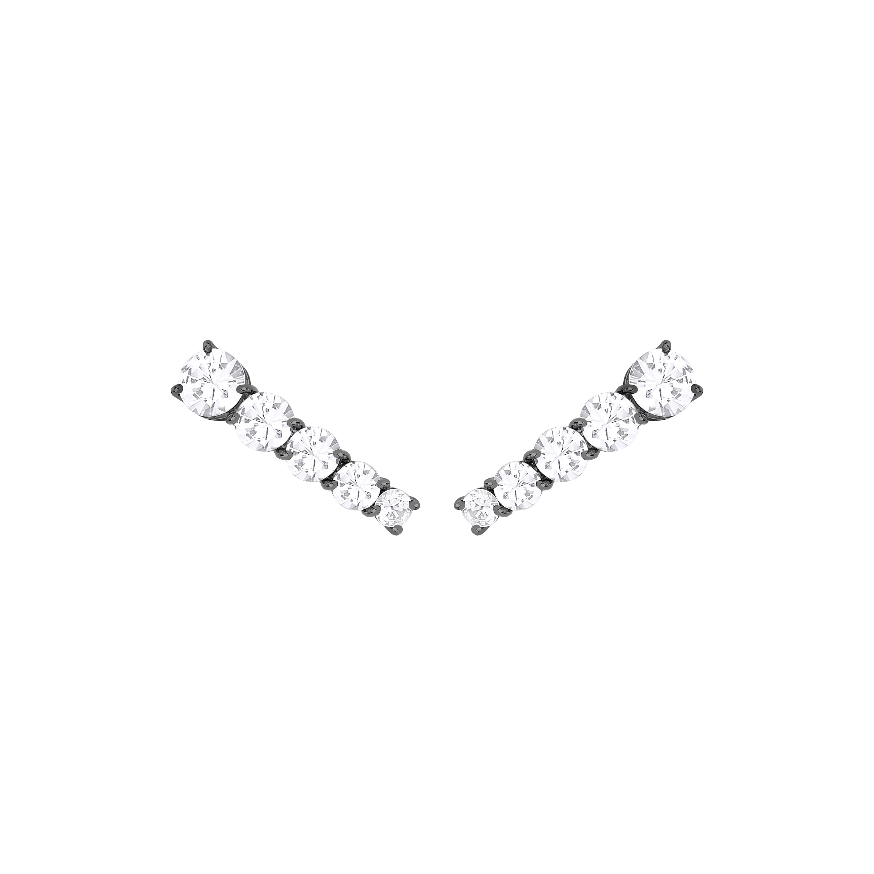 LARGE ROCK STAR COMET EARRING IN BLACK RHODIUM PLATED 18K WHITE GOLD WITH COLORLESS SAPPHIRE