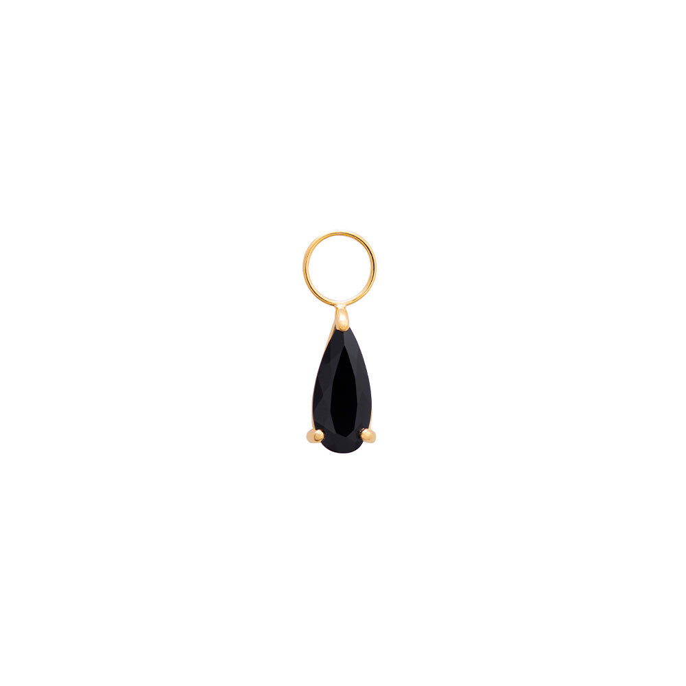 SMALL ROCK DROP PENDANT IN 18K YELLOW GOLD PLATED SILVER WITH BLACK QUARTZ