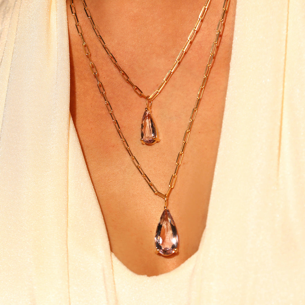 SMALL ROCK DROP PENDANT IN 18K YELLOW GOLD PLATED SILVER WITH AMETHYST