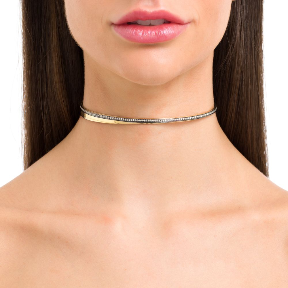 DECO CHOKER IN 18K YELLOW GOLD WITH DIAMOND