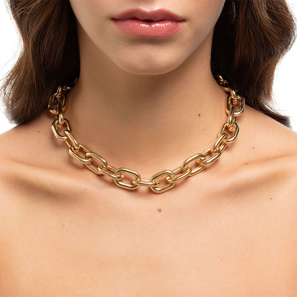 SMALL CHAIN NECKLACE IN 18K YELLOW GOLD PLATED SILVER