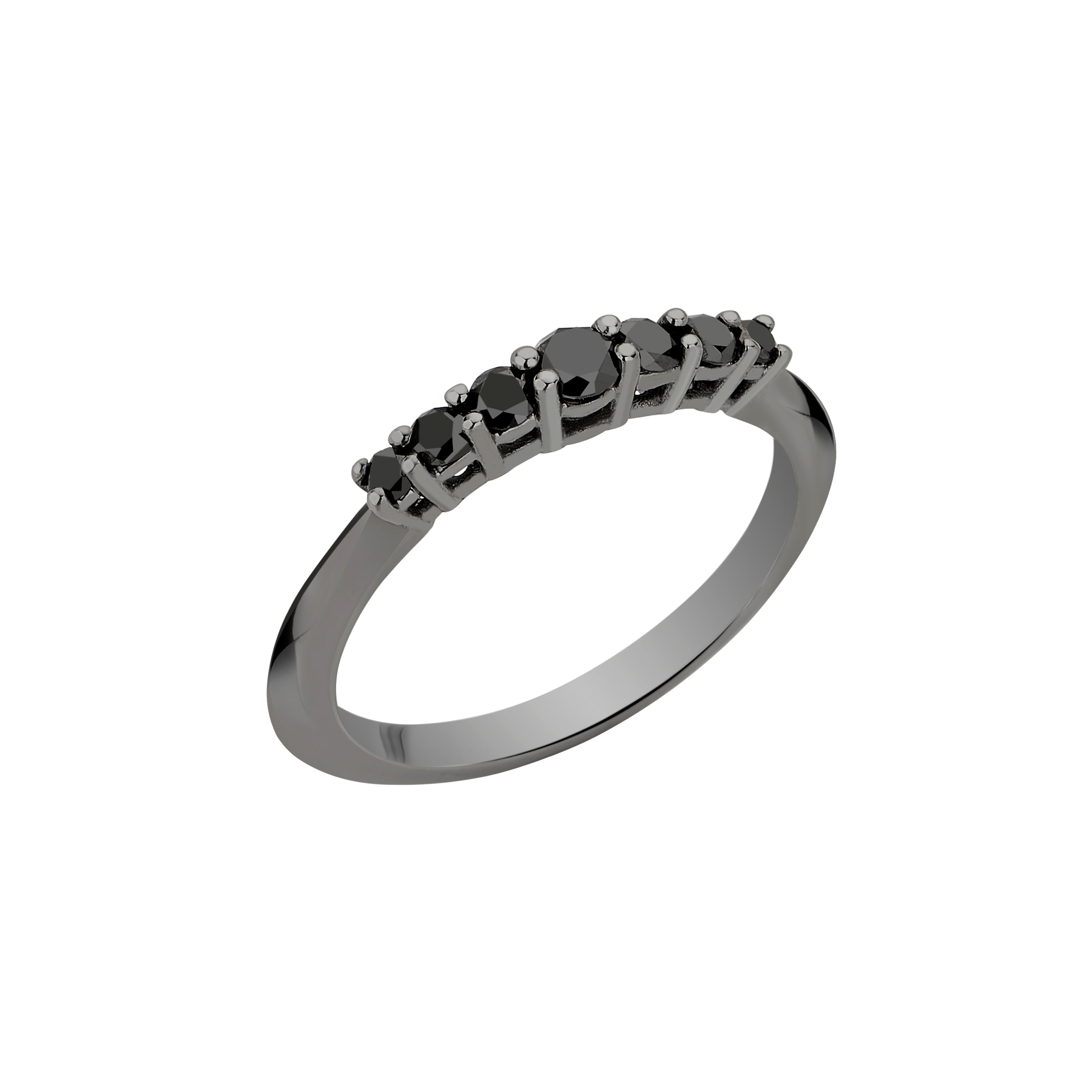 MINI ROCK STAR RING IN BLACK RHODIUM PLATED 18K WHITE GOLD WITH BLACK DIAMOND