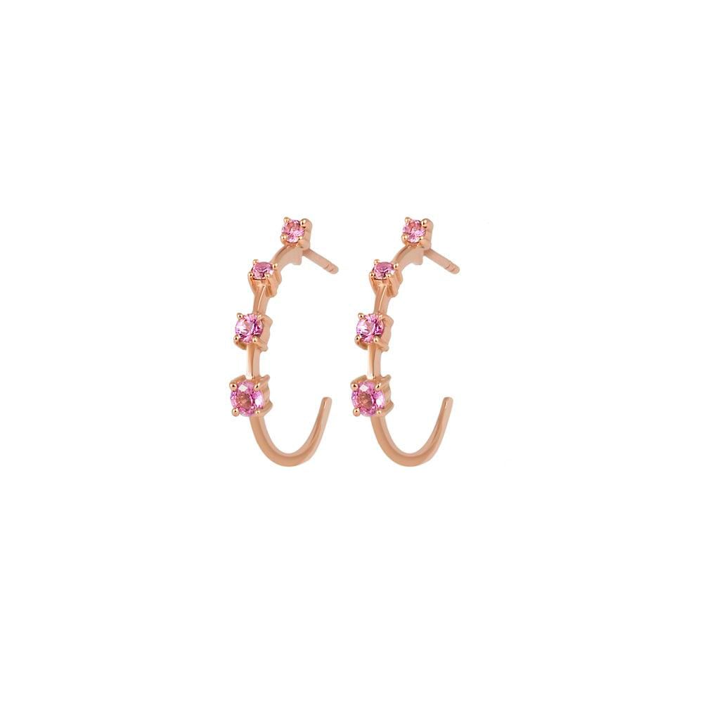 SMALL SAPPHIRE HOOP EARRING IN 18K ROSE GOLD WITH PINK SAPPHIRE