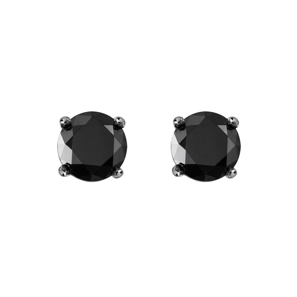 Black Diamond Stud With White Gold 18K With Black Rhodium And Black Diamonds 7,64Ct