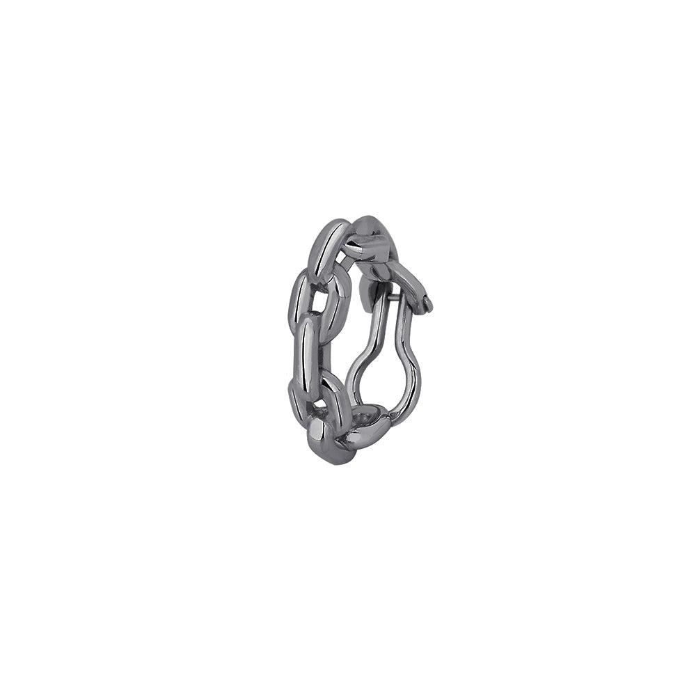 CHAIN EAR CUFF IN BLACK RHODIUM PLATED SILVER