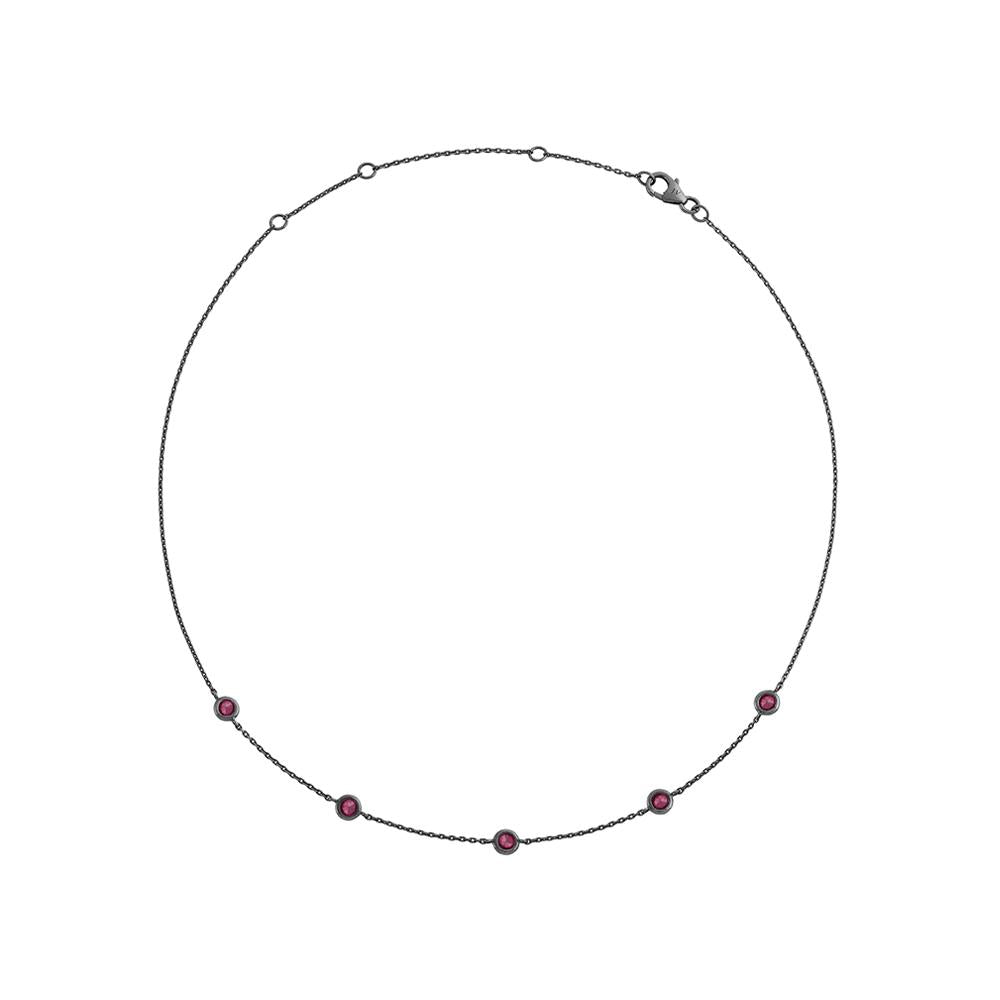 Choker Charm With 18K White Gold With Black Rhodium And Rubies 0,67Cts