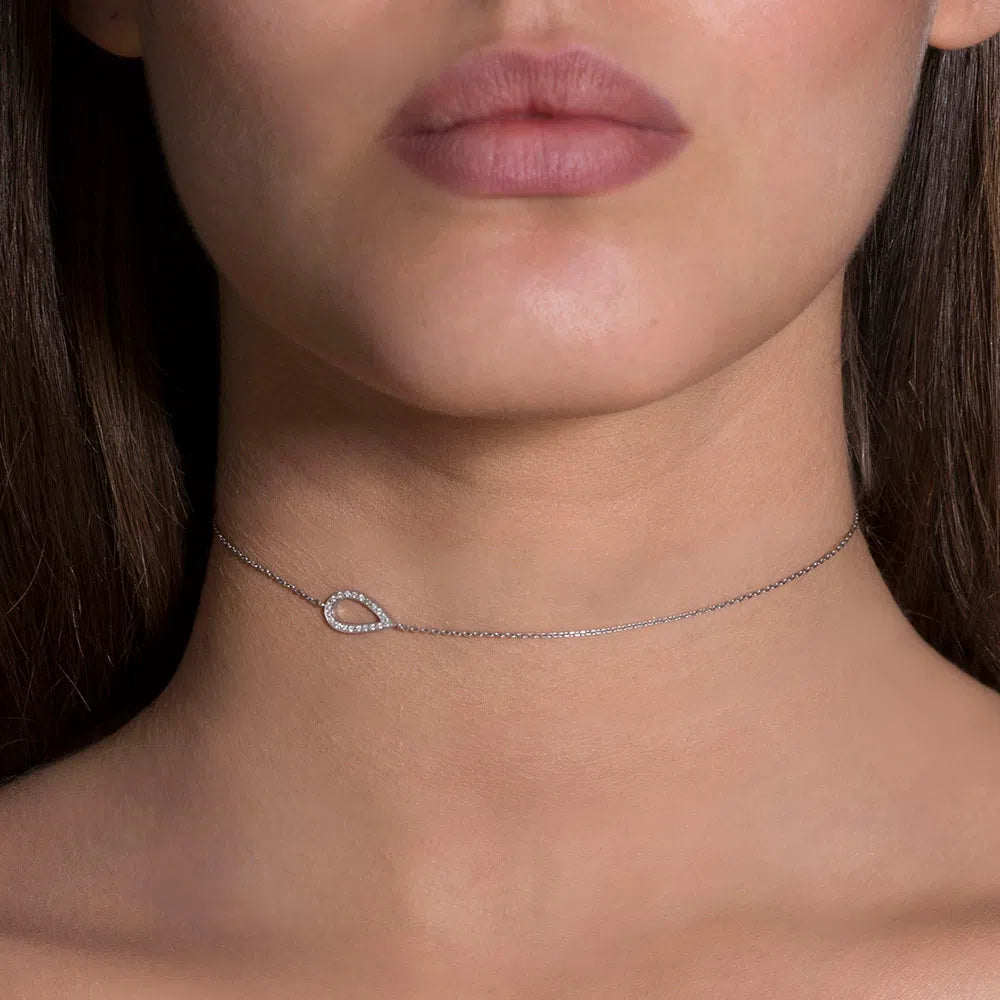 CHOCKER DROP IN BLACK RHODIUM PLATED 18K WHITE GOLD WITH DIAMOND