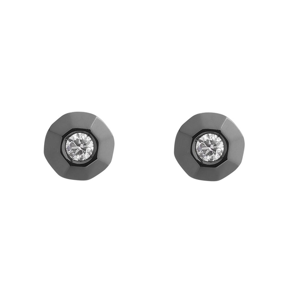 First Diamond Earring With First Diamond Earrings In Black Rhodium Plated 18K White Gold With Diamonds