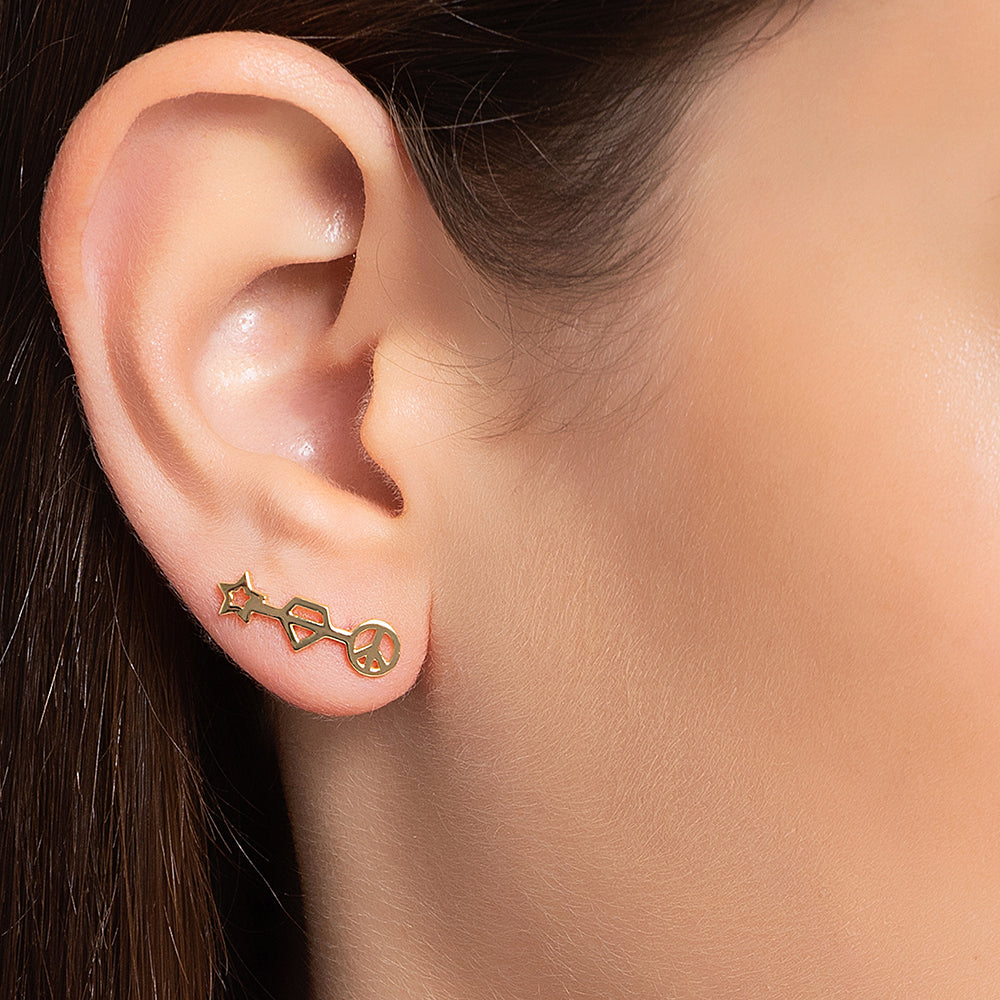 PISCINE SYMBOLS COMET EARRING IN 18K YELLOW GOLD