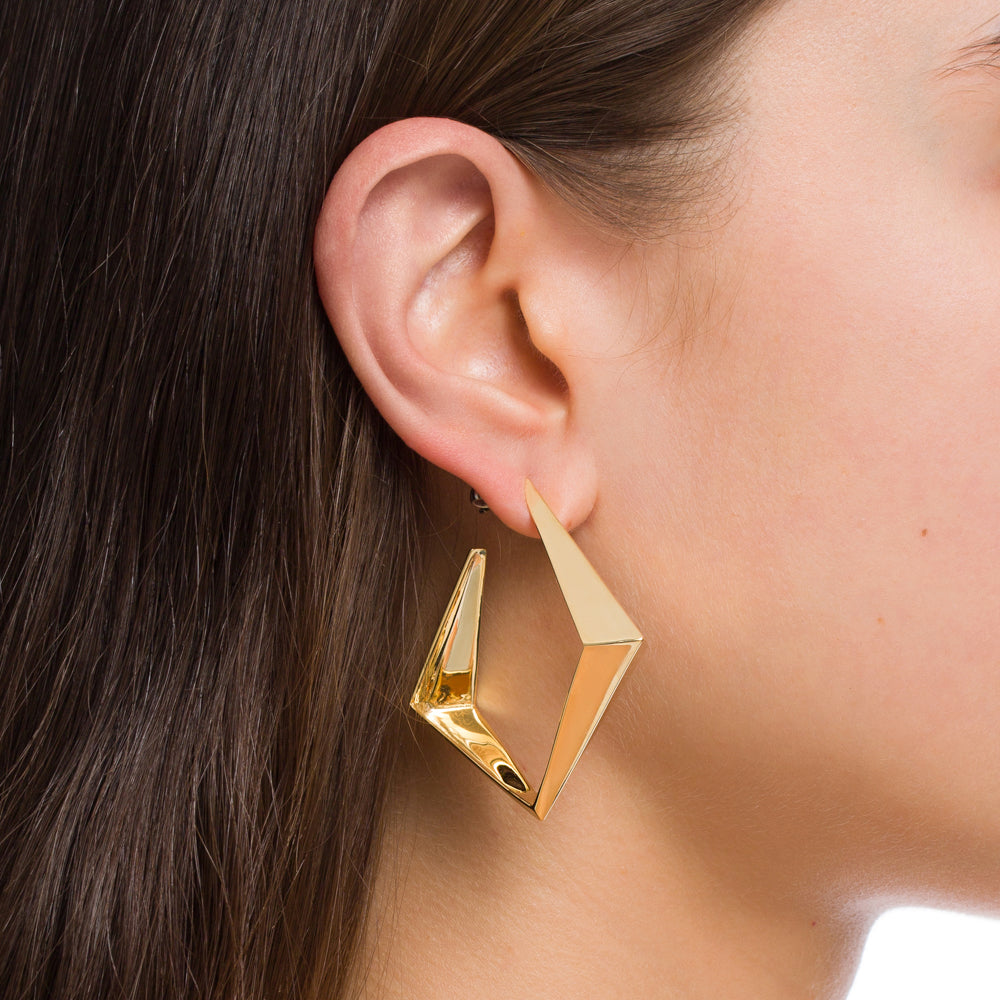 ROCK HOOPS IN 18K YELLOW GOLD PLATED SILVER