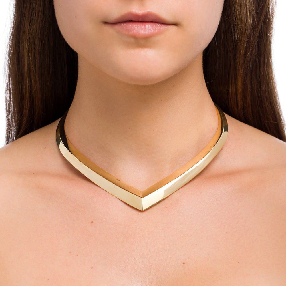 Rock Necklace With 18K Yellow Gold Plated Silver