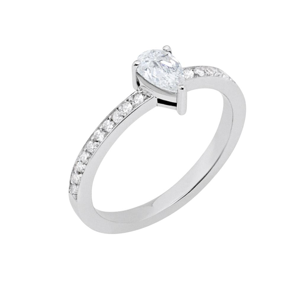 Line Drop Ring With 18K White Gold With Diamond 0,42Ct And 0,15Ct