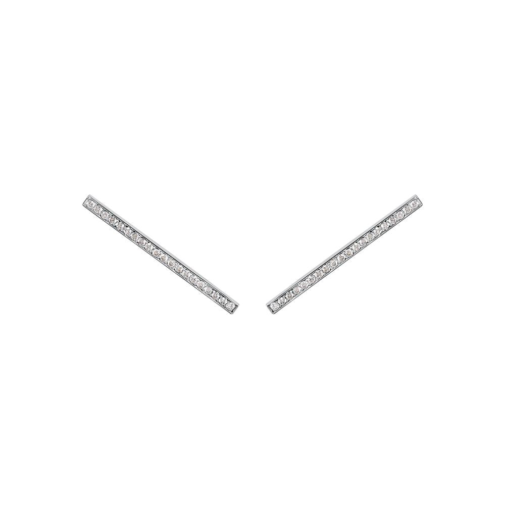Line Earrings With 18K White Gold With Diamonds 0,30Ct