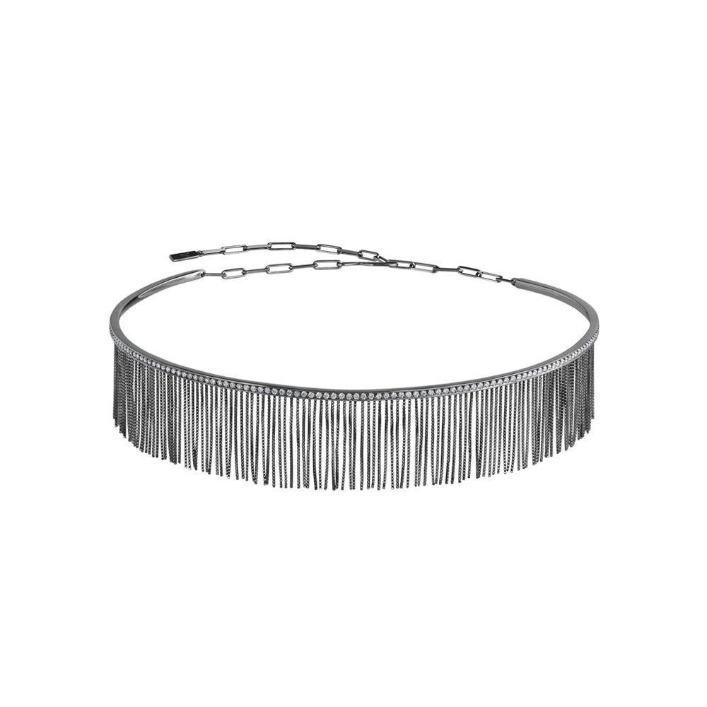 Love Ny Diamond Fringe Choker With 18K White Gold With Black Rhodium