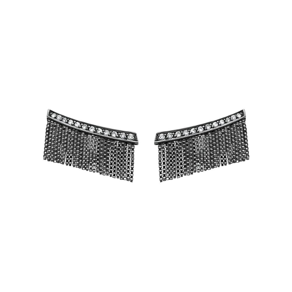 Love Ny Diamond Fringe Earrings With 18K White Gold With Black Rhodium