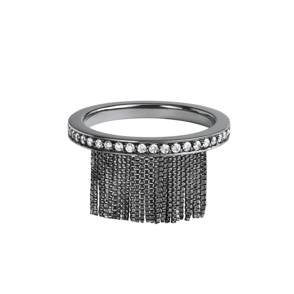 Love Ny Diamond Fringe Ring With 18K White Gold With Black Rhodium